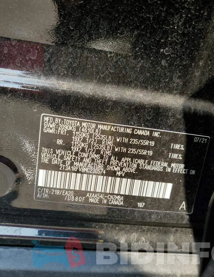 2T3A1RFV8MC230574 Photo# 12