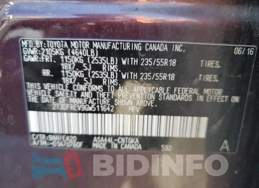 2T3DFREV9GW511642 Photo# 12