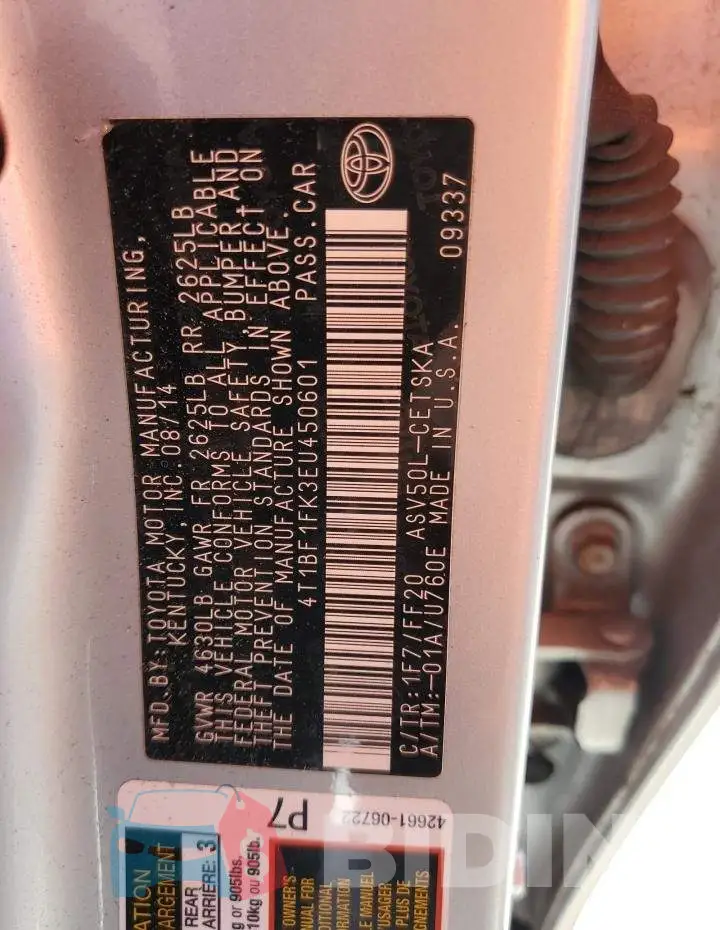 4T1BF1FK3EU450601 Photo# 12