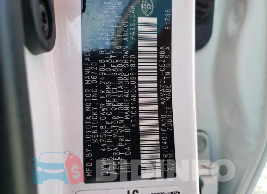 4T1C11AK0LU961870 Photo# 12