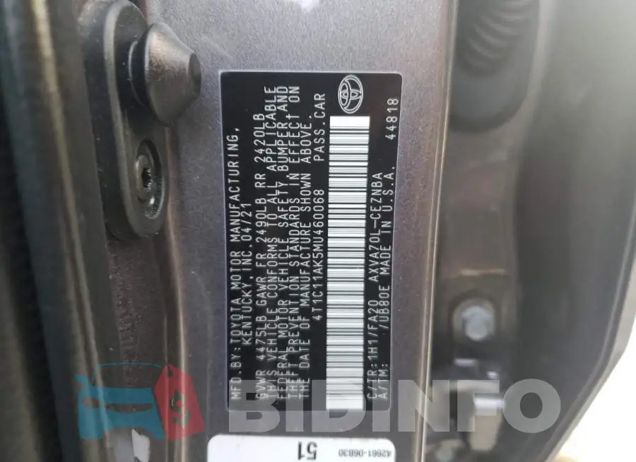 4T1C11AK5MU460068 Photo# 12