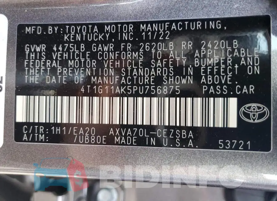 4T1G11AK5PU756875 Photo# 12