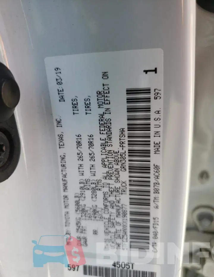 5TFCZ5ANXKX190877 Photo# 13