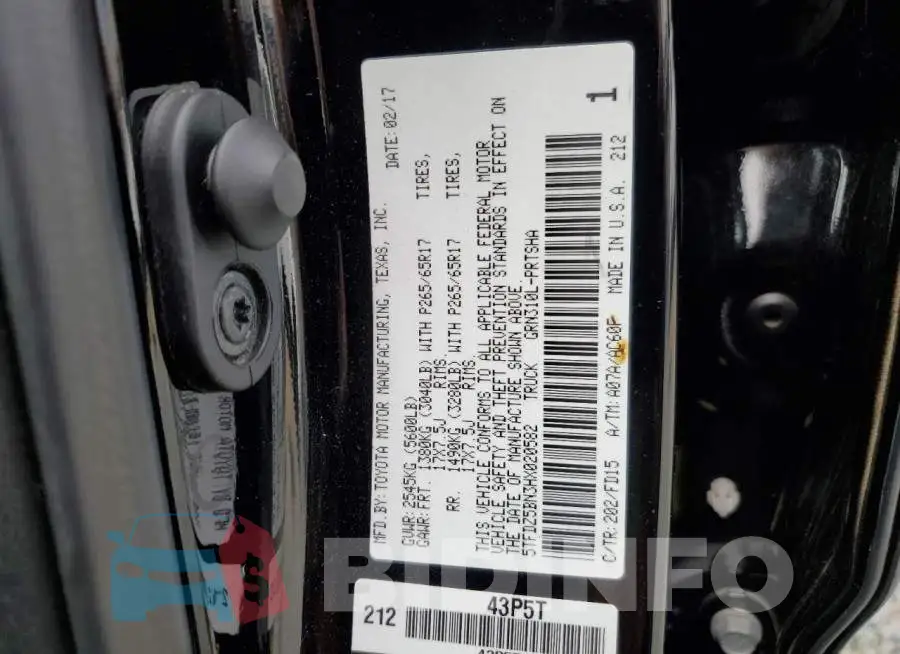 5TFDZ5BN3HX020582 Photo# 13