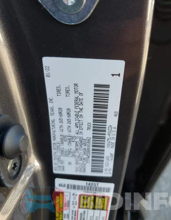 5TFNA5DB0NX010862 Photo# 12