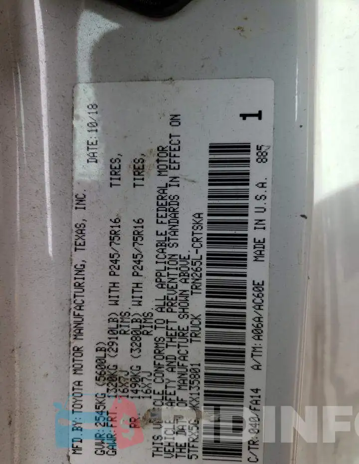 5TFRX5GN0KX135801 Photo# 12