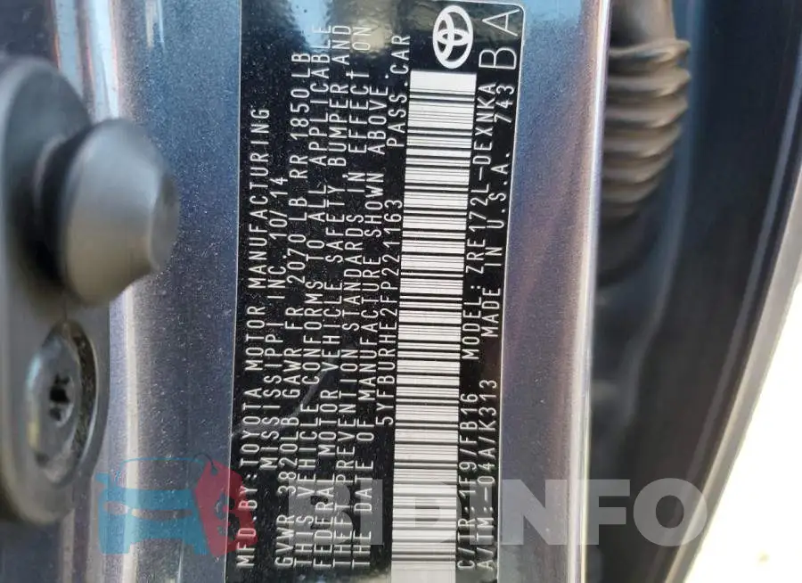 5YFBURHE2FP221163 Photo# 12