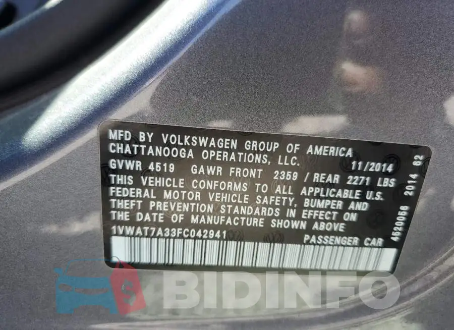 1VWAT7A33FC042941 Photo# 13