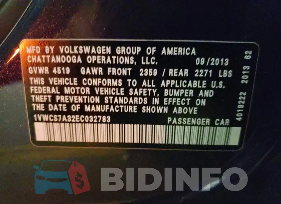 1VWCS7A32EC032783 Photo# 12