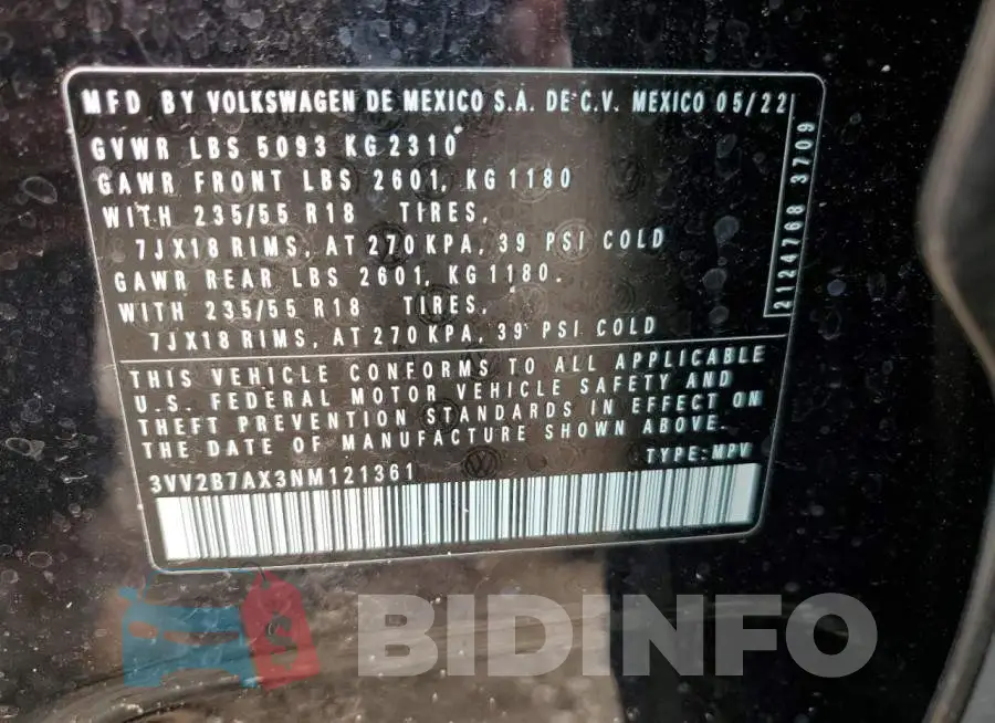 3VV2B7AX3NM121361 Photo# 12