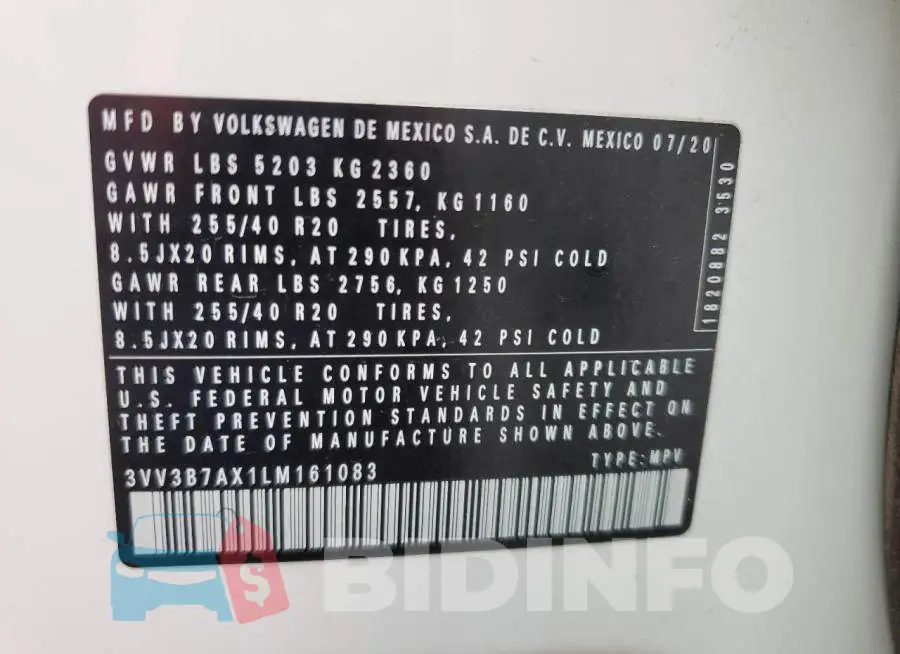 3VV3B7AX1LM161083 Photo# 12