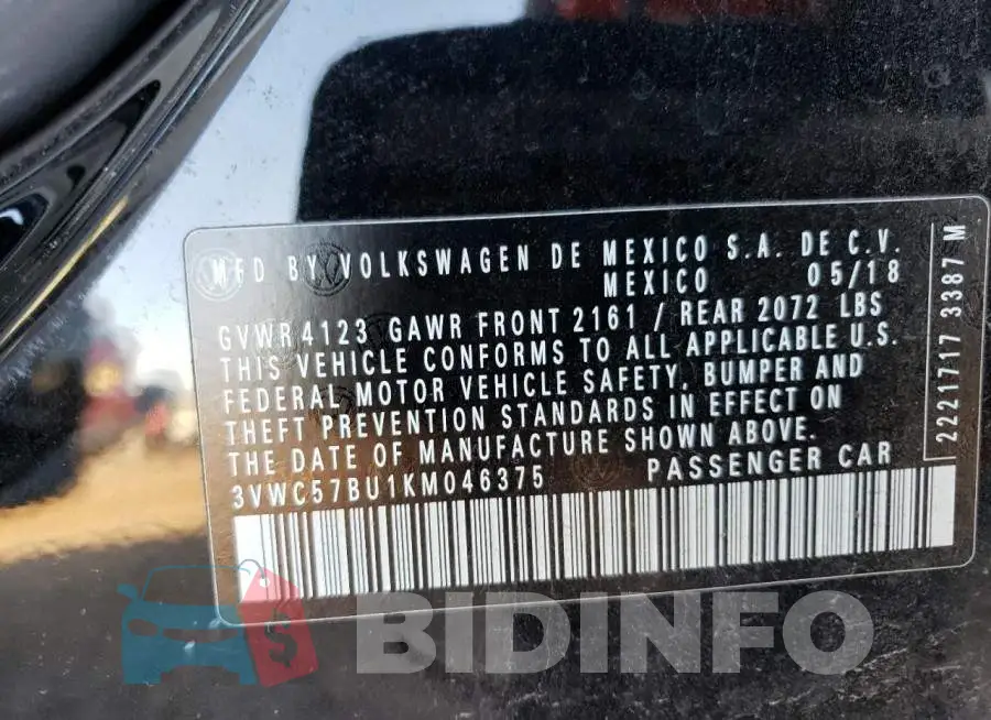3VWC57BU1KM046375 Photo# 13