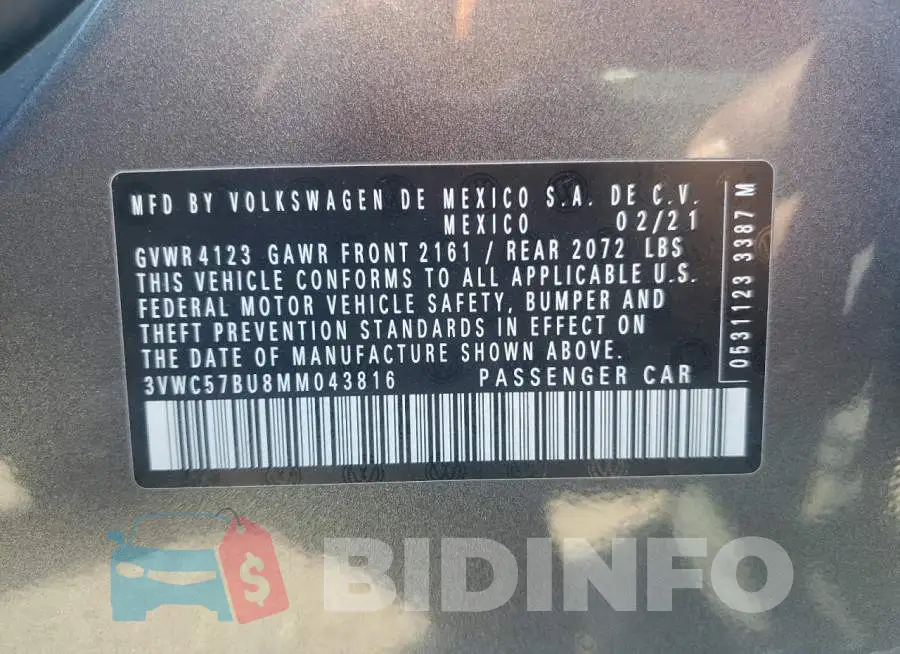 3VWC57BU8MM043816 Photo# 12