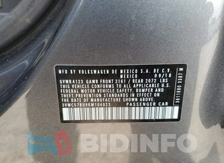 3VWC57BU9KM104023 Photo# 12