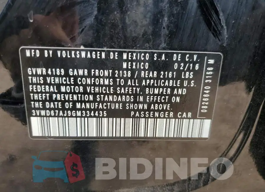 3VWD67AJ9GM334435 Photo# 12