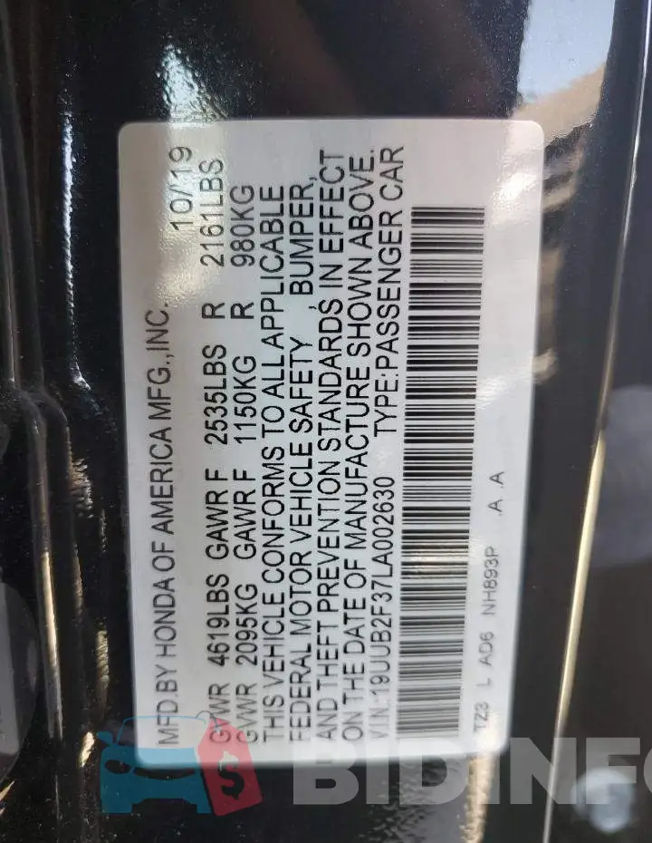 19UUB2F37LA002630 Photo# 12
