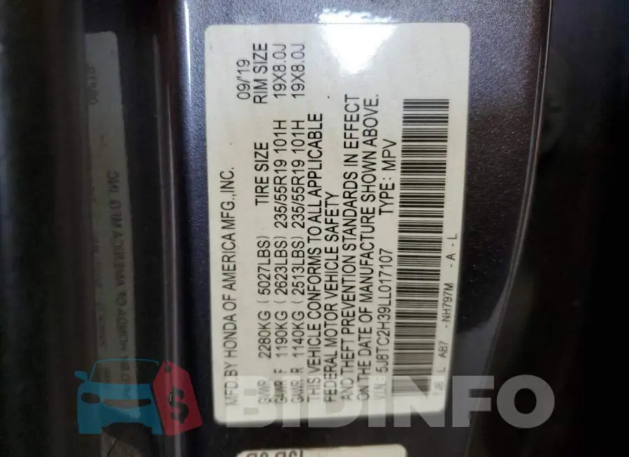 5J8TC2H39LL017107 Photo# 12
