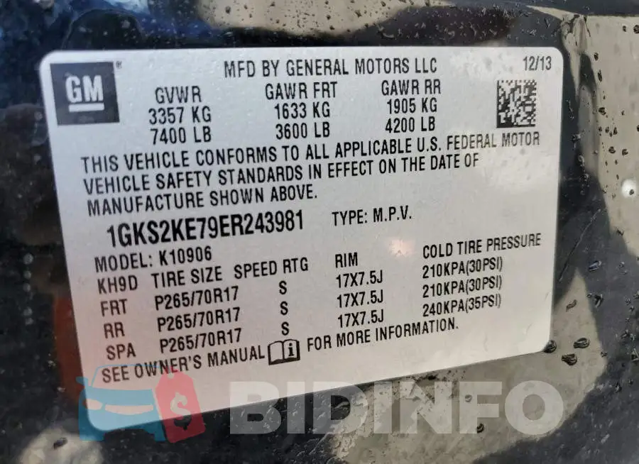 1GKS2KE79ER243981 Photo# 13