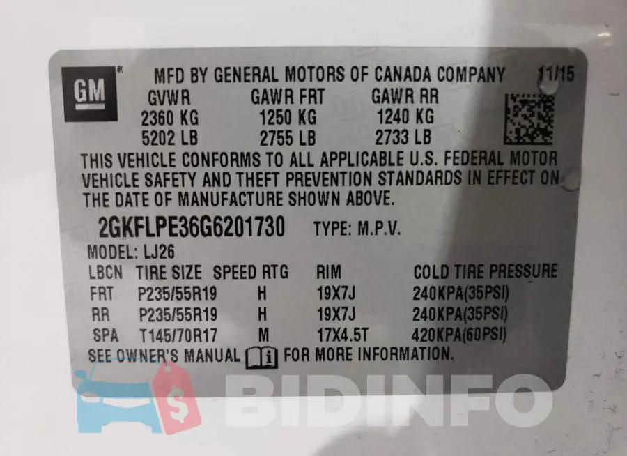 2GKFLPE36G6201730 Photo# 13