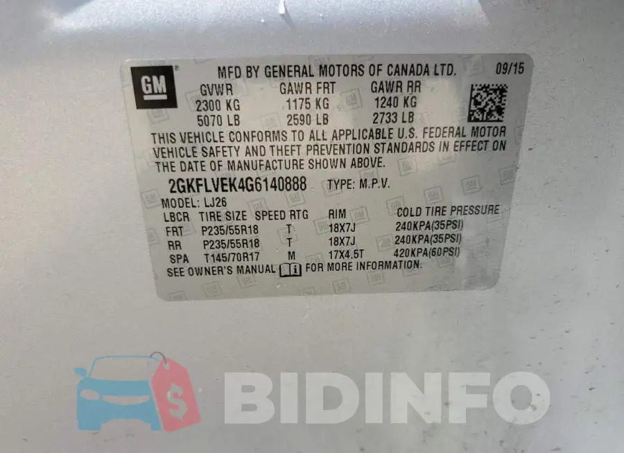 2GKFLVEK4G6140888 Photo# 13