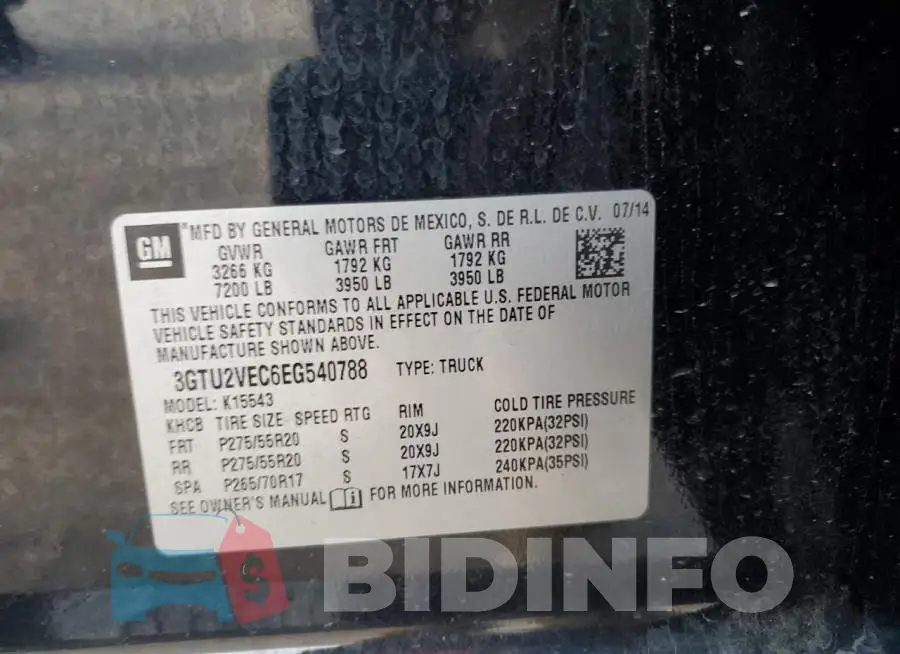 3GTU2VEC6EG540788 Photo# 12