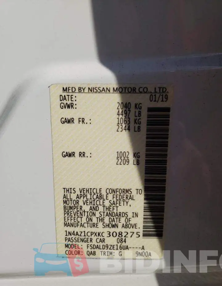 1N4AZ1CPXKC308275 Photo# 12