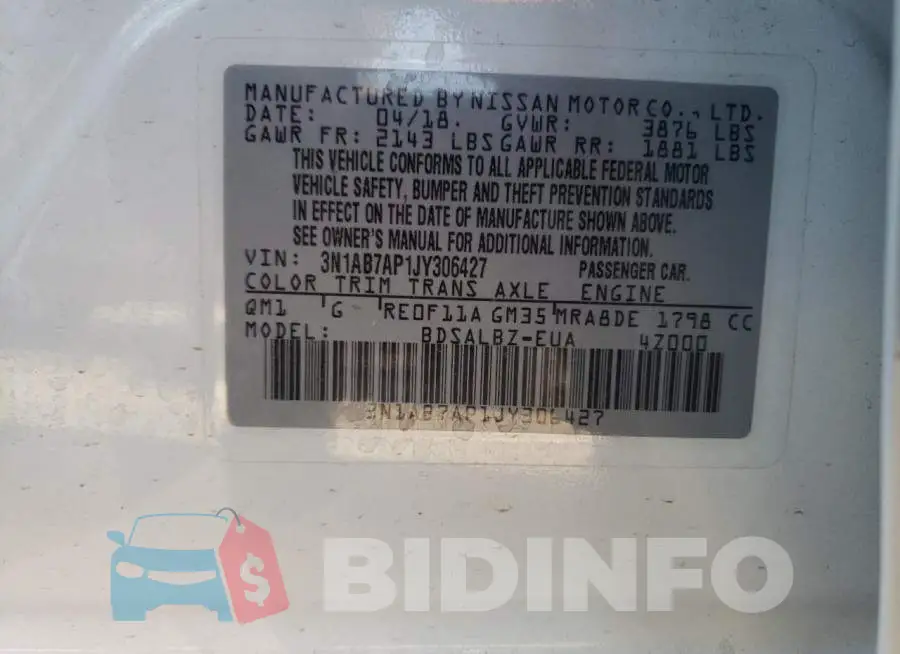 3N1AB7AP1JY306427 Photo# 13