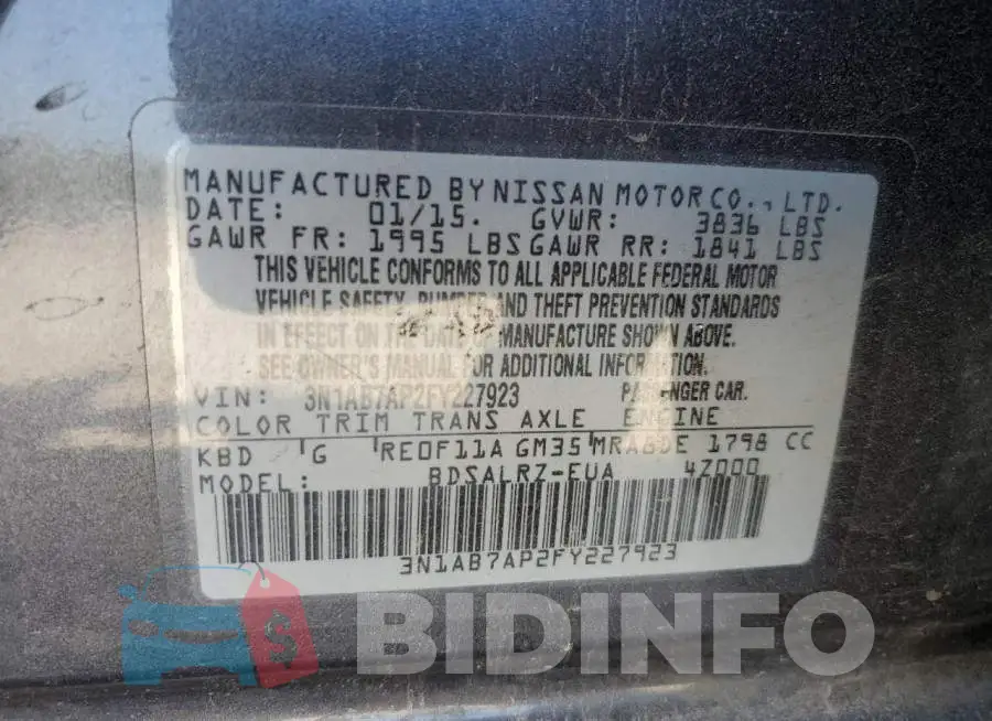 3N1AB7AP2FY227923 Photo# 12