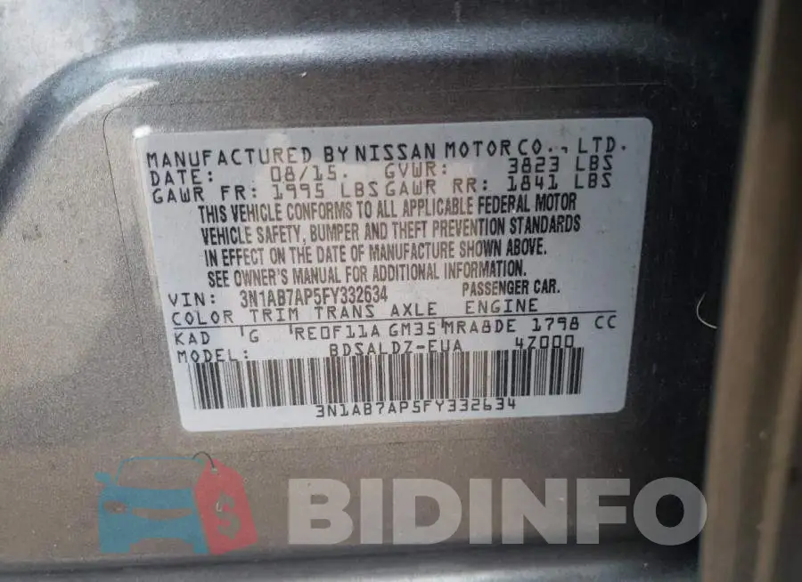 3N1AB7AP5FY332634 Photo# 12