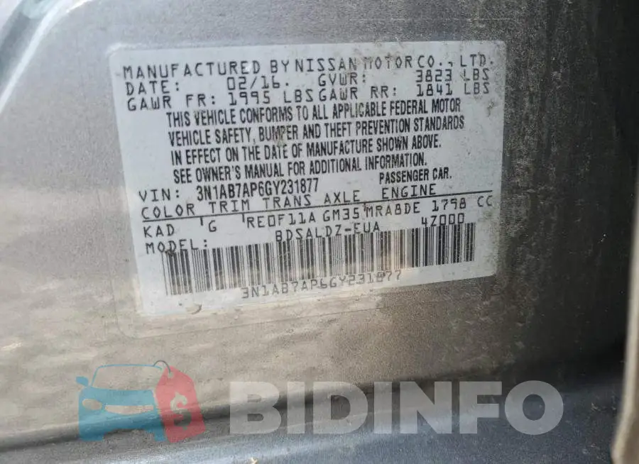 3N1AB7AP6GY231877 Photo# 12