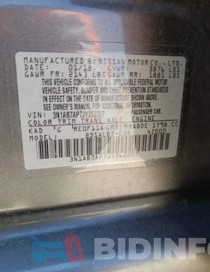 3N1AB7AP7JY262207 Photo# 12