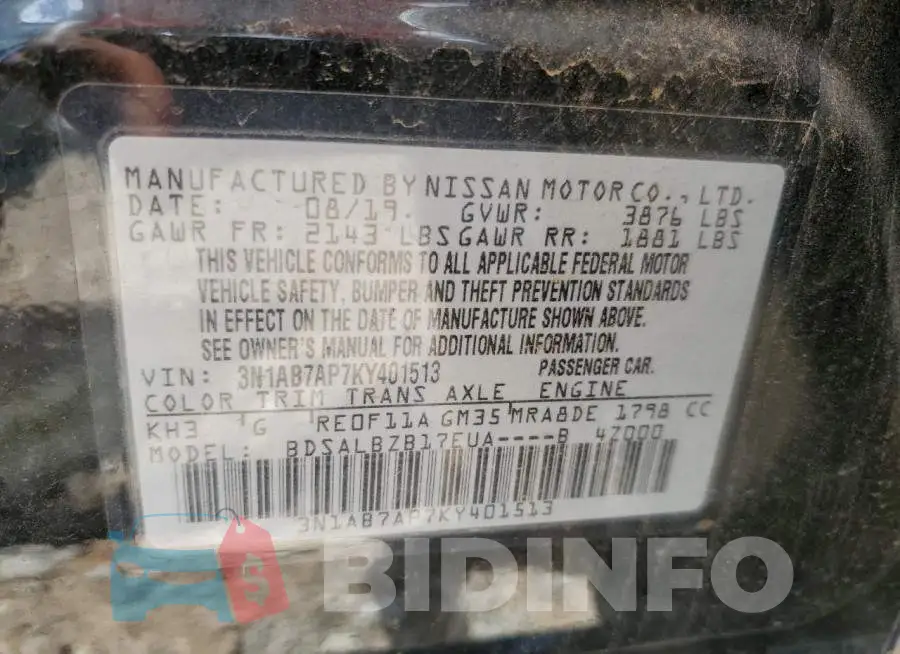 3N1AB7AP7KY401513 Photo# 12