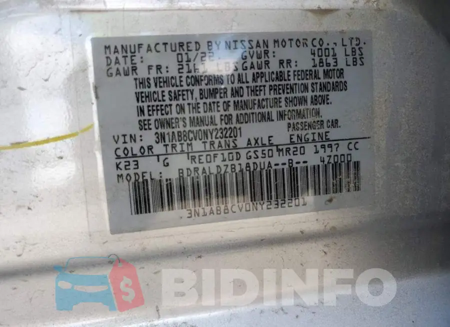 3N1AB8CV0NY232201 Photo# 13