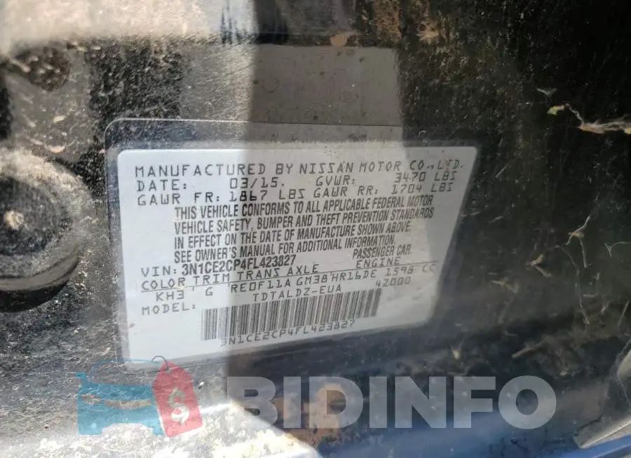 3N1CE2CP4FL423827 Photo# 12