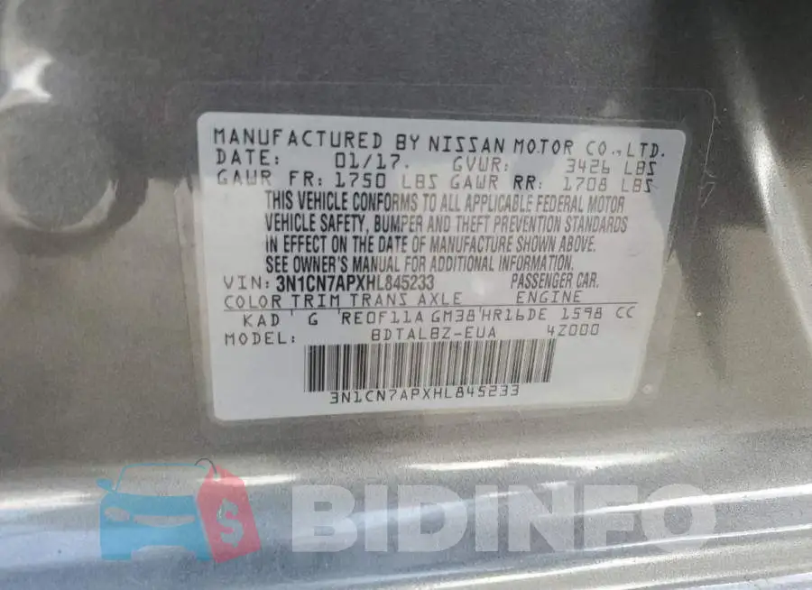 3N1CN7APXHL845233 Photo# 12