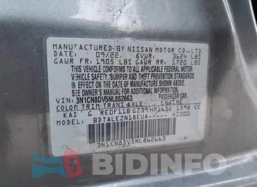 3N1CN8DV5NL862663 Photo# 13