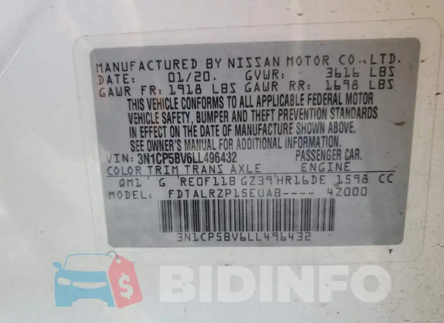 3N1CP5BV6LL496432 Photo# 13