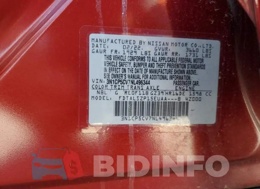 3N1CP5CV7NL496344 Photo# 12