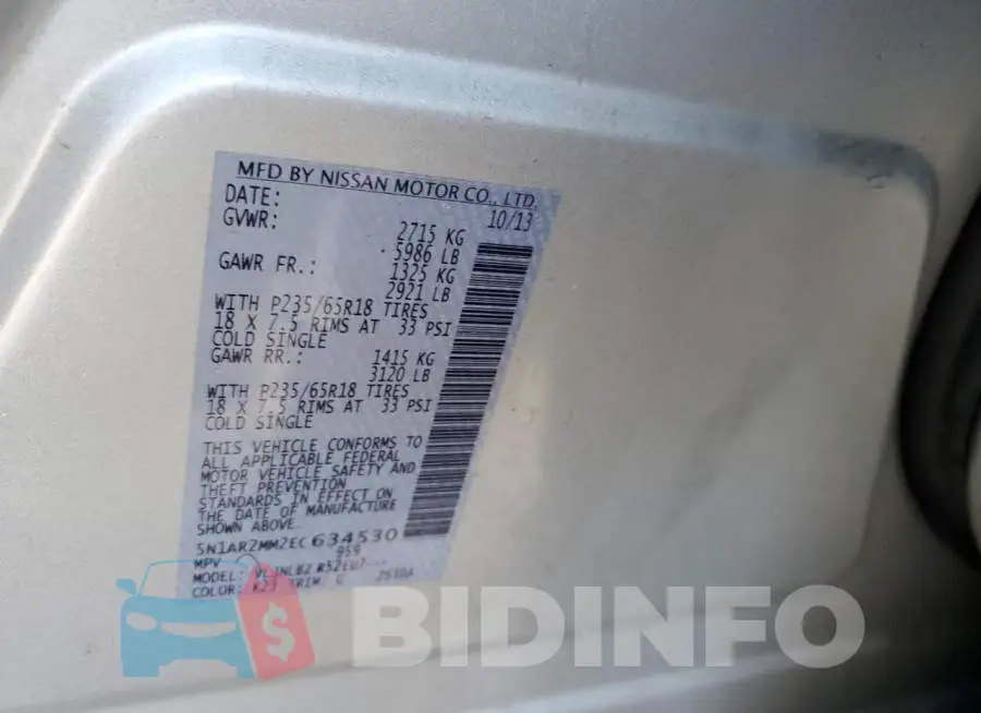 5N1AR2MM2EC634530 Photo# 14