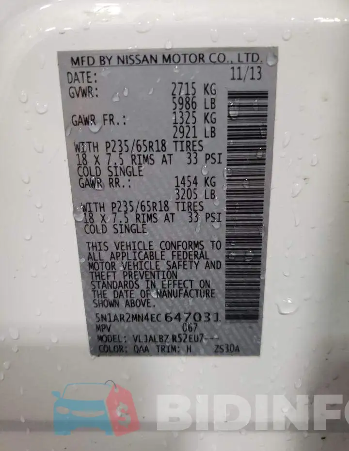 5N1AR2MN4EC647031 Photo# 13