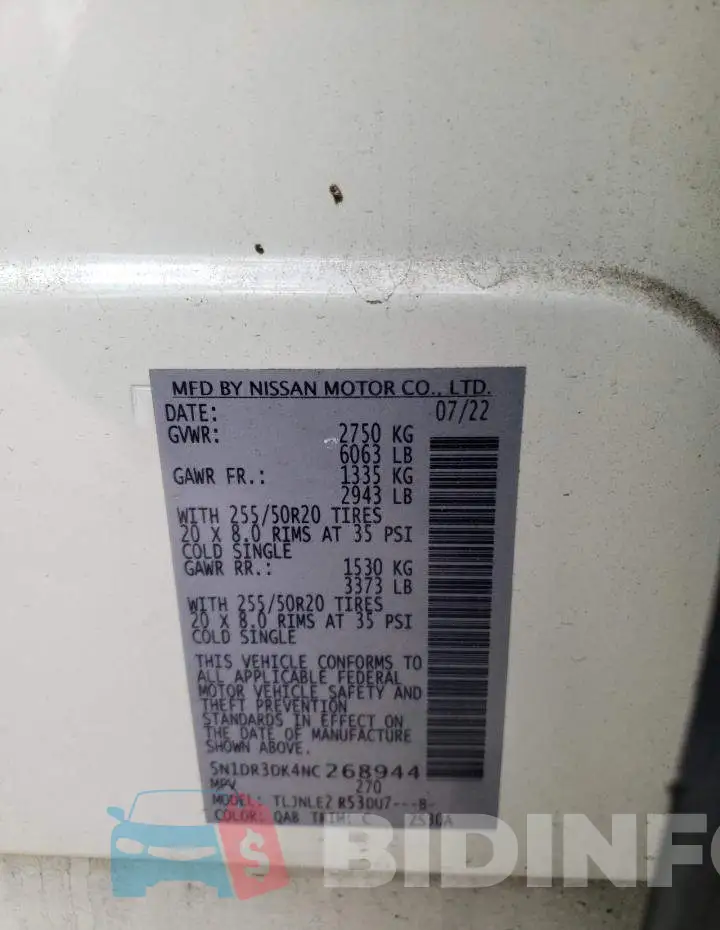 5N1DR3DK4NC268944 Photo# 12