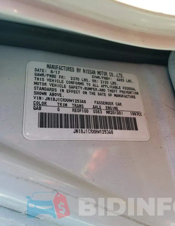 JN1BJ1CRXHW125346 Photo# 13