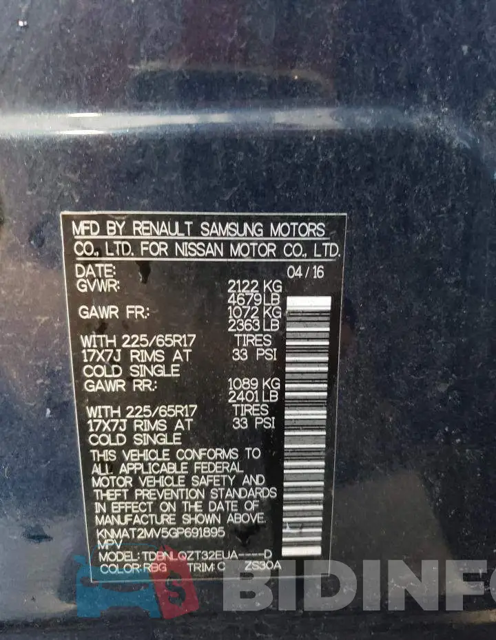 KNMAT2MV5GP691895 Photo# 13