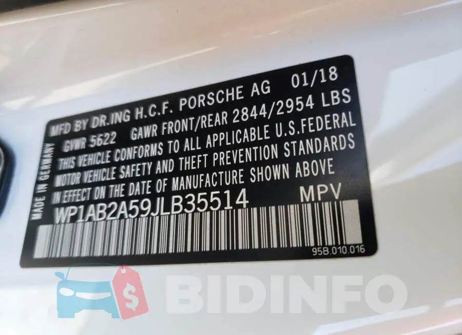 WP1AB2A59JLB35514 Photo# 13