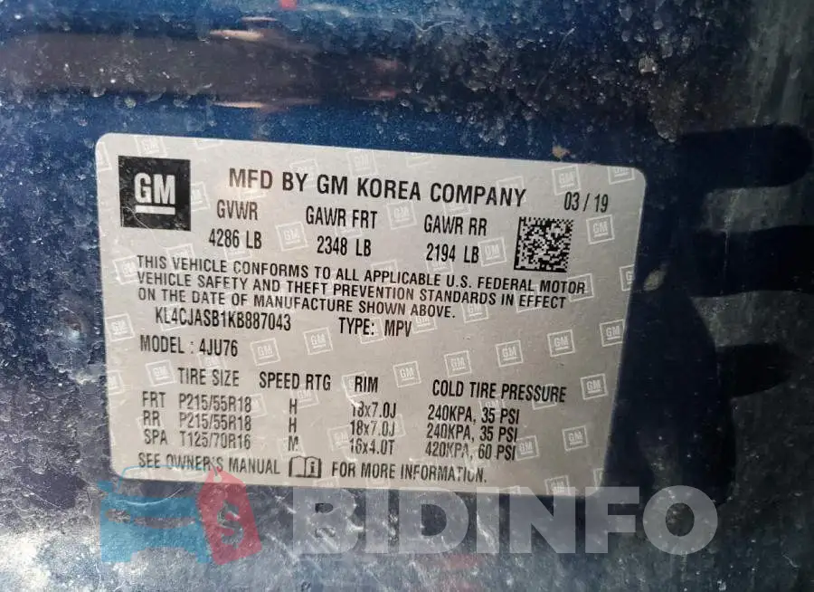 KL4CJASB1KB887043 Photo# 13