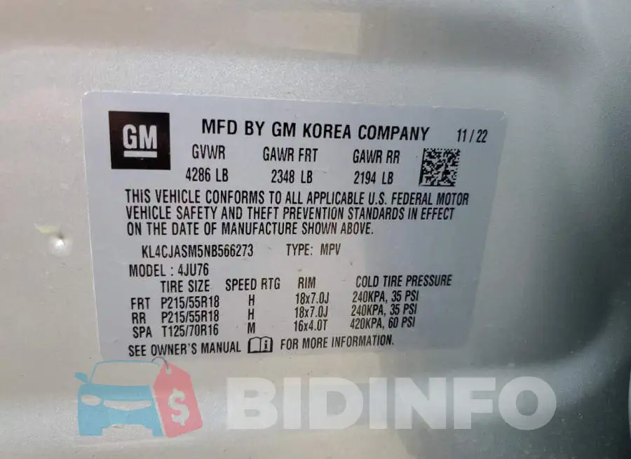 KL4CJASM5NB566273 Photo# 13