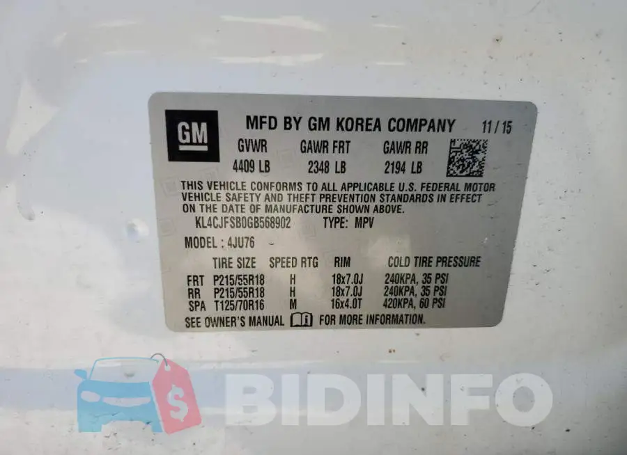 KL4CJFSB0GB568902 Photo# 13