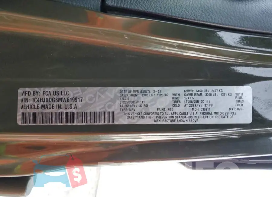 1C4HJXDG8MW619917 Photo# 12