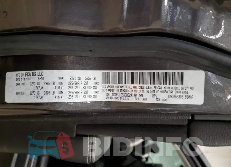 1C4PJLCBXGW324140 Photo# 12