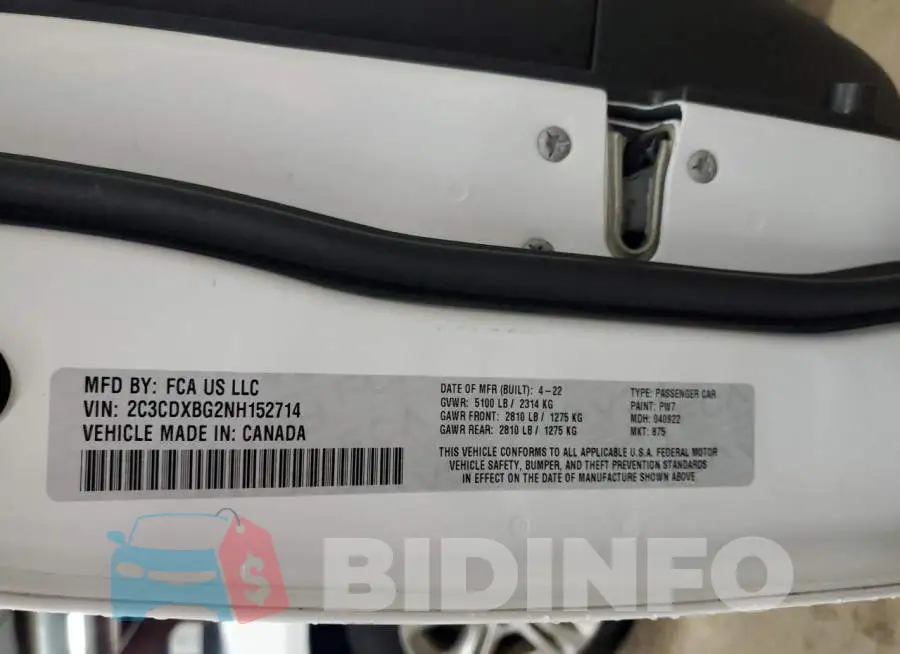 2C3CDXBG2NH152714 Photo# 12
